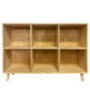 6 Cube Wooden Storage Shelf, Freestanding Open Bookcase with Legs, Natural Solid Wood Cubby Organizer for Living Room, Bedroom, Office, Entryway - Image 9