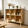6 Cube Wooden Storage Shelf, Freestanding Open Bookcase with Legs, Natural Solid Wood Cubby Organizer for Living Room, Bedroom, Office, Entryway - Image 6