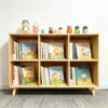 6 Cube Wooden Storage Shelf, Freestanding Open Bookcase with Legs, Natural Solid Wood Cubby Organizer for Living Room, Bedroom, Office, Entryway - Image 8