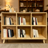 6 Cube Wooden Storage Shelf, Freestanding Open Bookcase with Legs, Natural Solid Wood Cubby Organizer for Living Room, Bedroom, Office, Entryway - Image 4