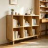 6 Cube Wooden Storage Shelf, Freestanding Open Bookcase with Legs, Natural Solid Wood Cubby Organizer for Living Room, Bedroom, Office, Entryway - Image 3
