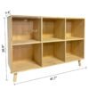 6 Cube Wooden Storage Shelf, Freestanding Open Bookcase with Legs, Natural Solid Wood Cubby Organizer for Living Room, Bedroom, Office, Entryway - Image 7