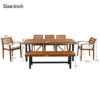 GO Outdoor Wood Dining Set For 7-8 Person, Outdoor Dining Furniture With Removable Cushions, Ergonomic Chairs And Bench, Thicker Table, Nature - Image 13