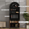 71"Farmhouse Arched Wine Bar Cabinet: tall arched display cabinet , arch black cabinets &coffee bar, whiskey station with wine rack and Wine Glass Holder - Liquor Bars Cabinet for Living Dining Room - Image 3