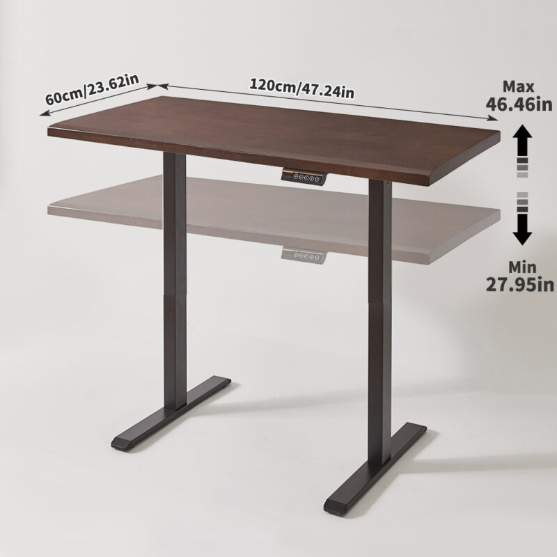 Solid Rubberwood Electric Standing Desk, Adjustable Height Sit Stand Desk with Single Motor, Ergonomic Home Office Desk with 2-Tier Legs - Image 9