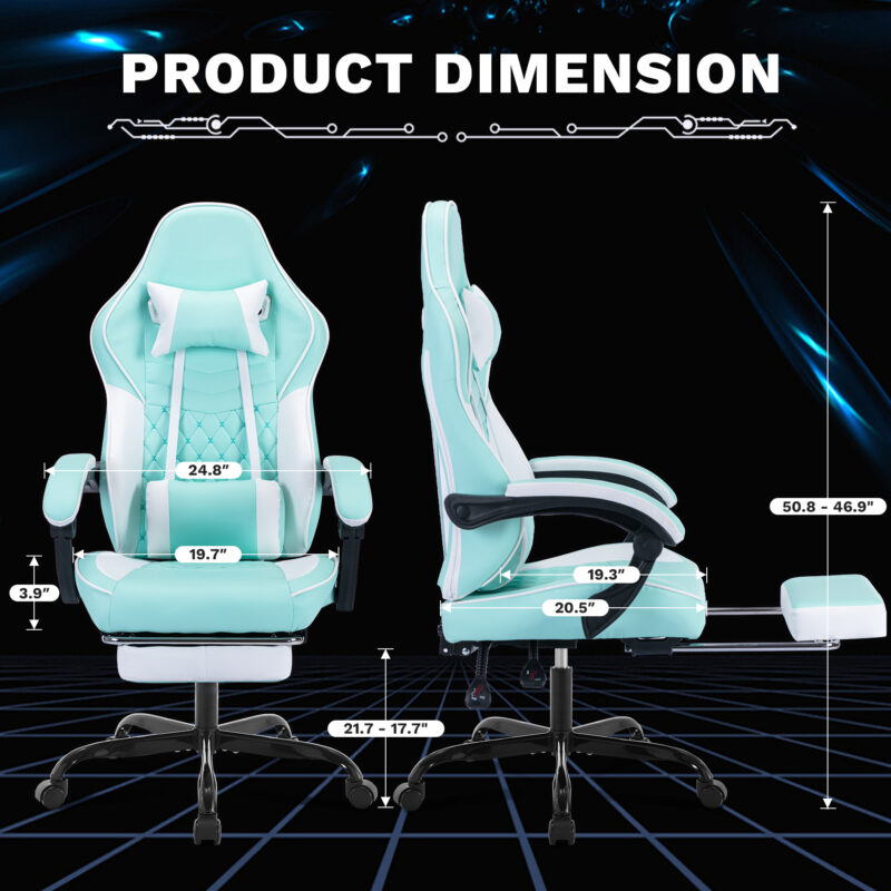 Ergonomic Video Gamer Chairs,Computer Gaming Chairs with Massage Lumbar Support and footrest,Racing Style Computer Chair Adjustable Headrest for Adults,Pink White - Image 10