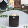 22" Propane Gas Fire Pit Table, 50000 BTU Square Steel Fire Pit with Beautiful Wicker Base for Outside Patio Deck Garden Backyard-Dark Brown - Image 5