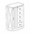 5 Drawers Dresser w/Sliding Barn Door, Farmhouse Modern Tall Dresser 5 Chest of Drawers, Storage Organizer Dresser for Bedroom, Hallway, Living Room, Kids Room WHITE - Image 9