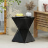 14.25" Black Prismatic Symmetry Concrete Side Table with Smooth Wood Grain Texture and Modern Prismatic Shape – Weather-Resistant Accent for Patio, Garden, or Balcony - Image 2