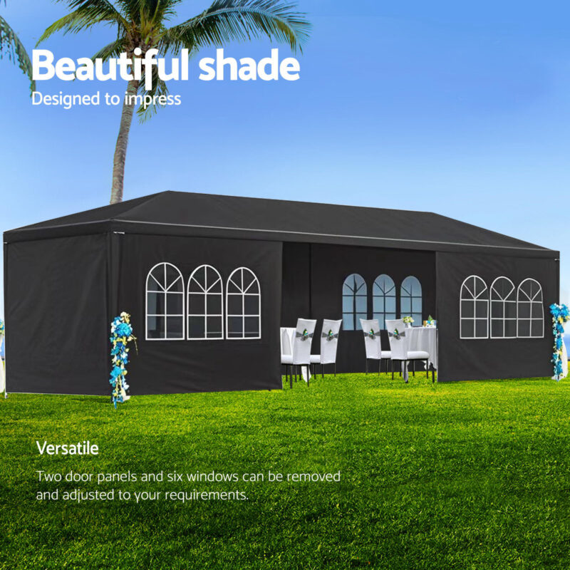 10x30' Wedding Party Canopy Tent Outdoor Gazebo with 8 Removable Sidewalls Black Color - Image 13