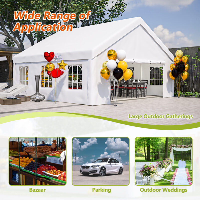 20x20 FT Party Tent with 2 Storage Bags & Removable Sidewalls, Outdoor Canopy Gazebo for Carport Camping Garden Wedding BBQ Commercial - Image 11