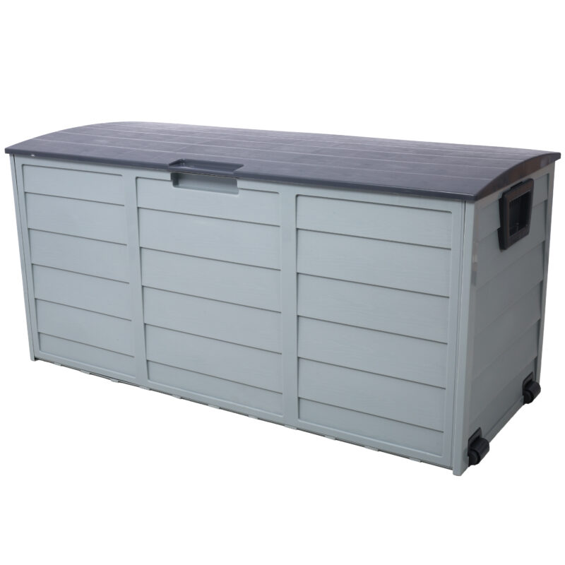 All Weather UV Pool Deck Box Storage Shed Bin Backyard Patio Outdoor w/ Wheel,75 Gallon Resin Deck Box-Organization and Storage for Patio Furniture Outdoor Cushions,Garden Tools and Pool Toys - Image 4