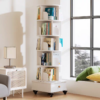 (UPGRADED) Rotating Bookshelf, 360 Display Corner Bookshelf for Small Space, 6 Tier Bookcase Storage Rack with Wheels, Wood Narrow Organizer for Bedroom, Living Room, Study Room, Walnut Brown - Image 6