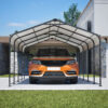 12X20 FT Metal Carport, Outdoor Car Shelter All Weather, Heavy Duty Outdoor Galvanized Car Shelter for Car Boat Truck and SUVs Black - Image 9