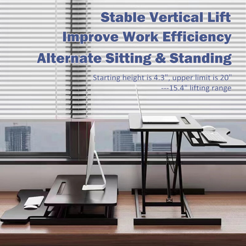 32 Inch Desk Converter, Height Adjustable Sit to Stand Riser, Dual Monitor and Laptop Workstation with Wide Keyboard Tray - Image 7