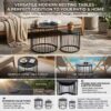 2-Pack Solar Powered Nesting Side Table Set, Modern Round End Tables with Solar LED Lights, Metal Wire Cage Accent Tables, Indoor/Outdoor Patio Nightstand for Living Room, Balcony, Garden, Matte Black - Image 4