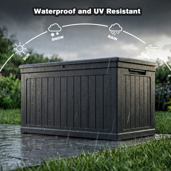 230 Gallon Large Outdoor Storage XXL Deck Box for Patio Furniture, Outdoor Cushions, Garden Tools and Sports/Pools Equipment, Waterproof Resin, Lockable, Black