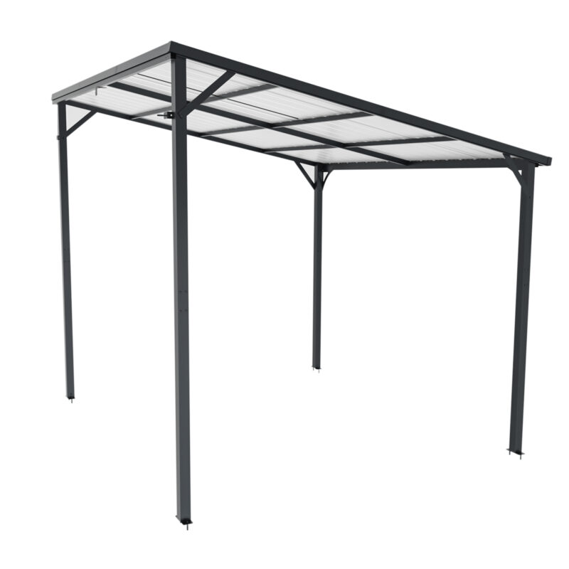 Outdoor Pergola 8' x 10' Metal Inclined Roof Pergolas Waterproof Wall-mounted iron sheet shed Gazebo for Patio,Garden,Yard - Image 8