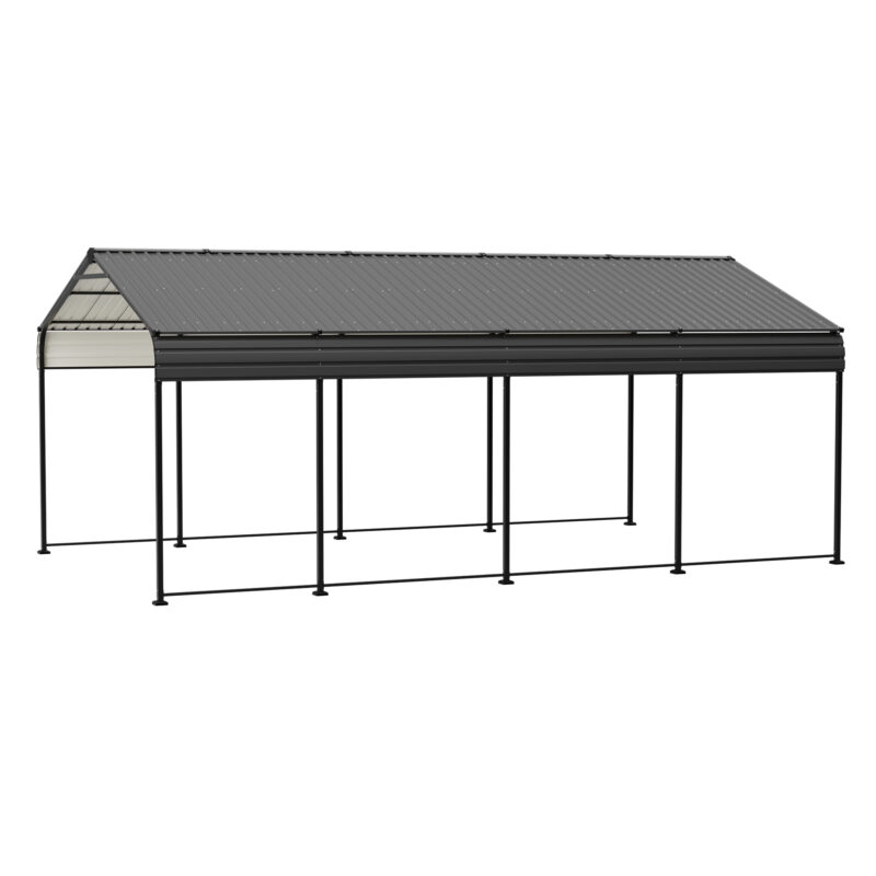 12X20 FT Metal Carport, Outdoor Car Shelter All Weather, Heavy Duty Outdoor Galvanized Car Shelter for Car Boat Truck and SUVs Black - Image 10