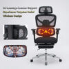 Ergonomic Home Office Desk Chair with Massage Lumbar Support,4D Headrest & 5D Armrests, Adjustable Back High and Seat Depth(Black) - Image 4