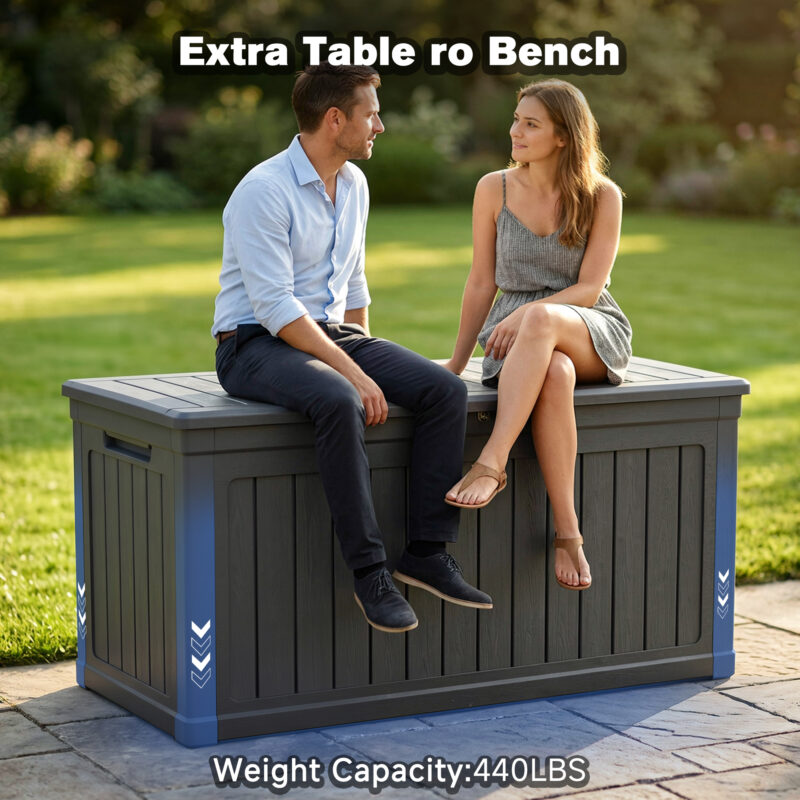 230 Gallon Large Outdoor Storage XXL Deck Box for Patio Furniture, Outdoor Cushions, Garden Tools and Sports/Pools Equipment, Waterproof Resin, Lockable, Black - Image 7