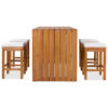 5 Piece Outdoor Bar Set, Patio Acacia Wood Bar Height Table & Four Stools with Cushions, Wood Dining Bar Set for Backyard, Poolside, Balcony, Beige Cushion and Natural Wood - Image 8