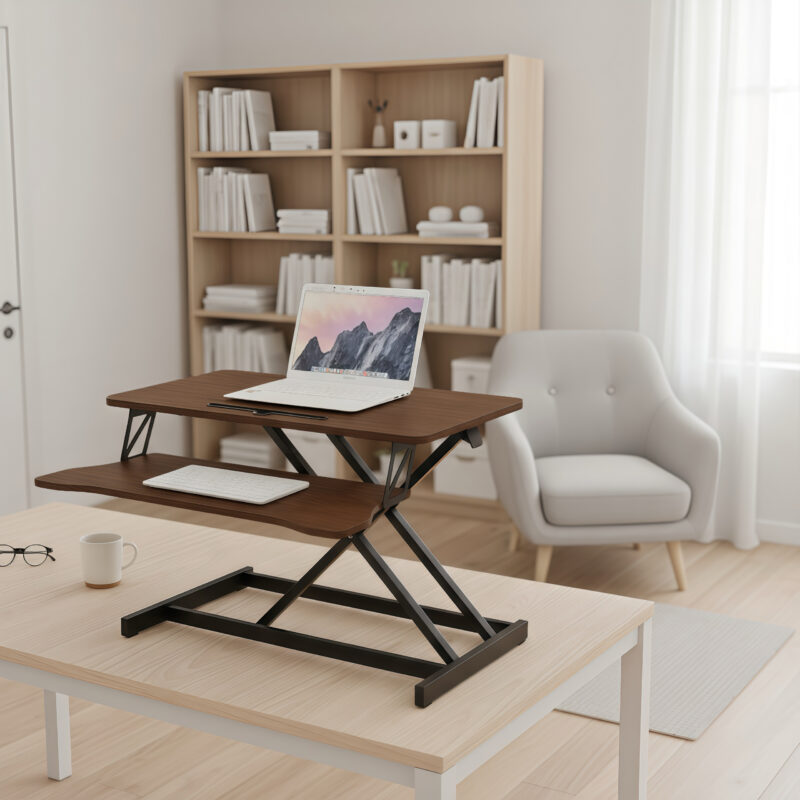 32 Inch Desk Converter, Height Adjustable Sit to Stand Riser, Dual Monitor and Laptop Workstation with Wide Keyboard Tray - Image 13