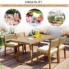 U_Style Multi-person Outdoor Acacia Wood Dining Table and Chair Set, Thick Cushions, Suitable for Balcony, Vourtyard, and Garden - Image 3