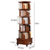 (UPGRADED) Rotating Bookshelf, 360 Display Corner Bookshelf for Small Space, 6 Tier Bookcase Storage Rack with Wheels, Wood Narrow Organizer for Bedroom, Living Room, Study Room, Walnut Brown - Image 13