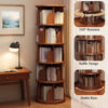 5 Tier Rotating Bookshelf, 360° Display Round Spinning Bookshelf, Space-Saving, Small Space Rotating Bookshelf Tower for Bedroom, Living Room, Home, Office, Wood Color - Image 9