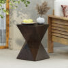 14.25" Black Prismatic Symmetry Concrete Side Table with Smooth Wood Grain Texture and Modern Prismatic Shape – Weather-Resistant Accent for Patio, Garden, or Balcony - Image 5