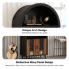 71"Farmhouse Arched Wine Bar Cabinet: tall arched display cabinet , arch black cabinets &coffee bar, whiskey station with wine rack and Wine Glass Holder - Liquor Bars Cabinet for Living Dining Room - Image 6