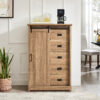 5 Drawers Dresser w/Sliding Barn Door, Farmhouse Modern Tall Dresser 5 Chest of Drawers, Storage Organizer Dresser for Bedroom, Hallway, Living Room, Kids Room WHITE - Image 6