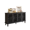 60" Antique Buffet Cabinet with Floral Carvings with Solid Wood Legs&Antique Brass Handles&Adjustable Shelves, TV Stand for 65''+ TV, Sideboard for Living Room,Dining Room (Black) - Image 8