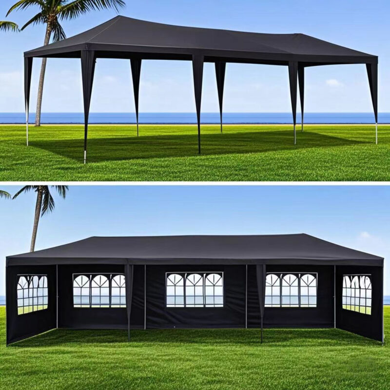 10x30' Wedding Party Canopy Tent Outdoor Gazebo with 8 Removable Sidewalls Black Color - Image 16
