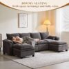 108" Sectional Couches for Living Room, U Shaped Cloud Couch Sectional with Ottoman Storage, Modular Sectional Sofa with Pillow, Deep Seater Sofa for Living Room (Gray, 4 Seater with 2 Ottoman) - Image 6