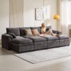 108" Sectional Couches for Living Room, U Shaped Cloud Couch Sectional with Ottoman Storage, Modular Sectional Sofa with Pillow, Deep Seater Sofa for Living Room (Gray, 4 Seater with 2 Ottoman) - Image 8