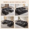 108" Sectional Couches for Living Room, U Shaped Cloud Couch Sectional with Ottoman Storage, Modular Sectional Sofa with Pillow, Deep Seater Sofa for Living Room (Gray, 4 Seater with 2 Ottoman) - Image 9
