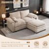 Modern Loveseat Sofa for Living Room, Comfy Chenille Deep Seat Cloud Loveseat Couch with Ottoman, Easy Assembly for Small Spaces, Bedroom, Apartment and Office, Beige - Image 2