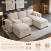 108" Sectional Couches for Living Room, U Shaped Cloud Couch Sectional with Ottoman Storage, Modular Sectional Sofa with Pillow, Deep Seater Sofa for Living Room (Beige, 3 Seater with 2 Ottoman) - Image 2