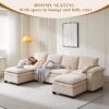 108" Sectional Couches for Living Room, U Shaped Cloud Couch Sectional with Ottoman Storage, Modular Sectional Sofa with Pillow, Deep Seater Sofa for Living Room (Beige, 3 Seater with 2 Ottoman) - Image 5