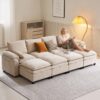 108" Sectional Couches for Living Room, U Shaped Cloud Couch Sectional with Ottoman Storage, Modular Sectional Sofa with Pillow, Deep Seater Sofa for Living Room (Beige, 3 Seater with 2 Ottoman) - Image 6