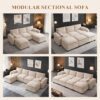 108" Sectional Couches for Living Room, U Shaped Cloud Couch Sectional with Ottoman Storage, Modular Sectional Sofa with Pillow, Deep Seater Sofa for Living Room (Beige, 3 Seater with 2 Ottoman) - Image 9