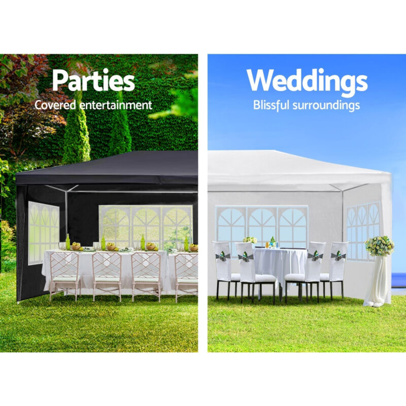 10x30' Wedding Party Canopy Tent Outdoor Gazebo with 8 Removable Sidewalls Black Color - Image 12