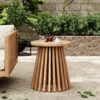 Outdoor Acacia Wood Patio Side Table, Round Coffee Table for Backyard, Lawn, Balcony,Grey Finish - Image 5