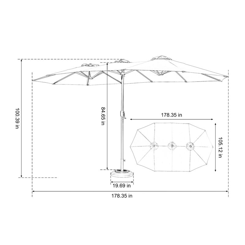 14.8 Ft Double Sided Outdoor Umbrella Rectangular Large with Crank - Image 3