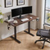 Solid Rubberwood Electric Standing Desk, Adjustable Height Sit Stand Desk with Single Motor, Ergonomic Home Office Desk with 2-Tier Legs - Image 4