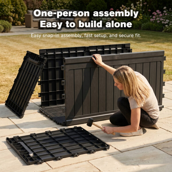 230 Gallon Large Outdoor Storage XXL Deck Box for Patio Furniture, Outdoor Cushions, Garden Tools and Sports/Pools Equipment, Waterproof Resin, Lockable, Black