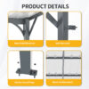 Outdoor Pergola, 12' x 8' Outdoor Pergola for Patio, Large 8x12 Galvanized Steel Lean to Wall-Mounted Pergolas for outdoor barbecues and family gatherings - Image 5
