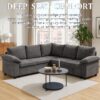 HOMYEDAMIC L Shaped Sectional Sleeper Sofa with Pull Out Bed, 5 Seat Modular Chenille Couch with Storage, Modern Convertible Sofa Bed, Sectional Couches for Living Room, Apartment, Gray - Image 6